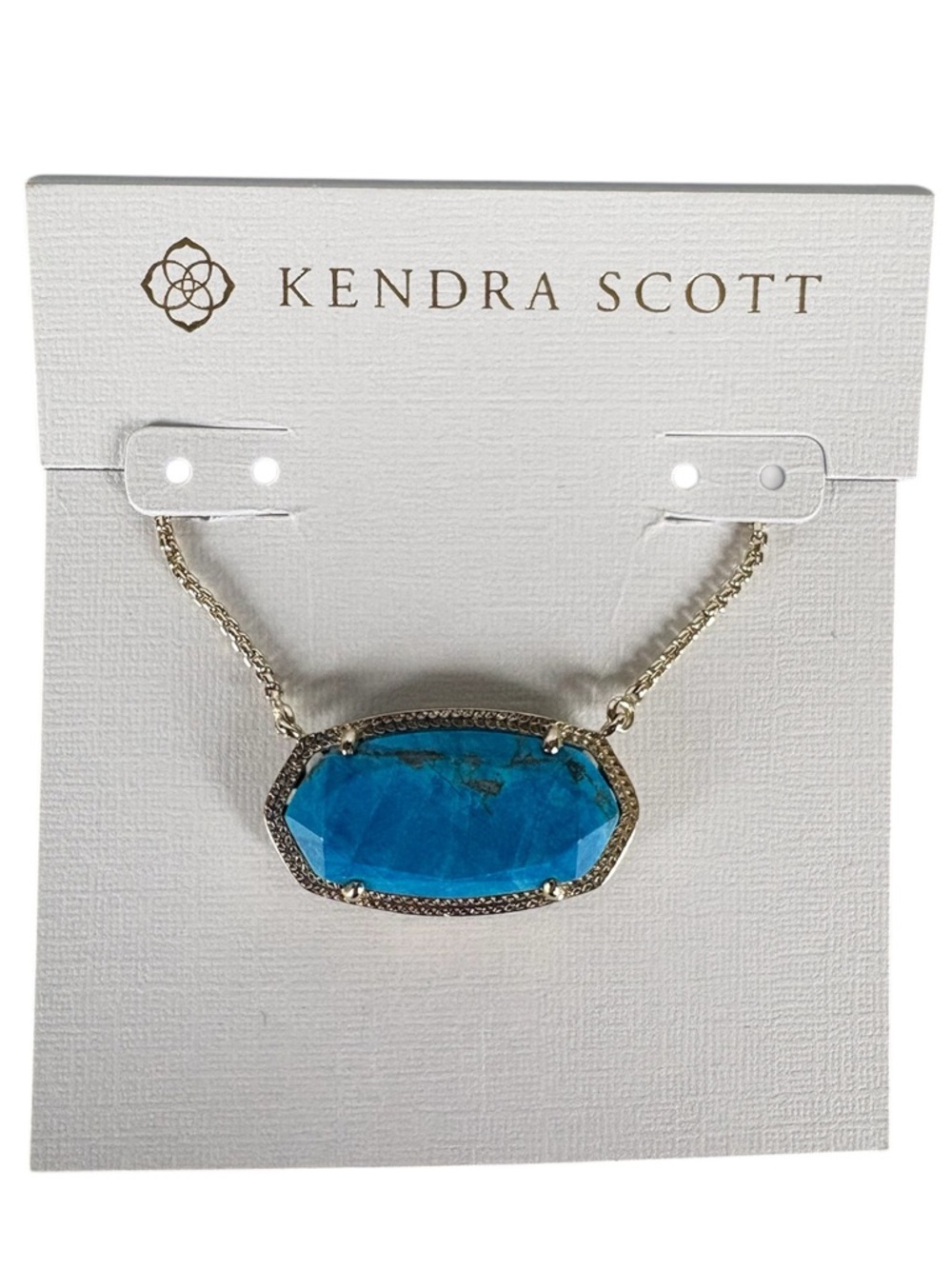 Kendra Scott Elisa Pendant Necklace - Turquoise Magnesite Gold EUC